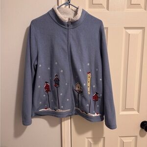 Croft&Barrow, Size L, Comfortable, Blue Jacket, Holidays, Zip Up, Design